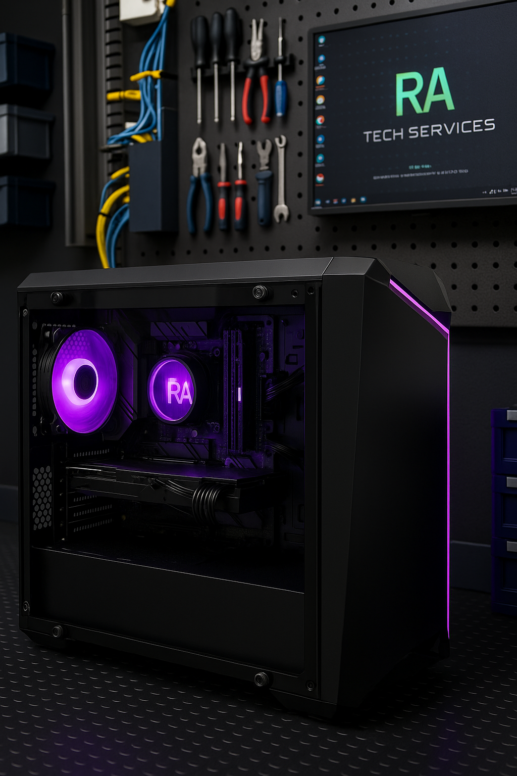 Técnico realizando manutenção em computador